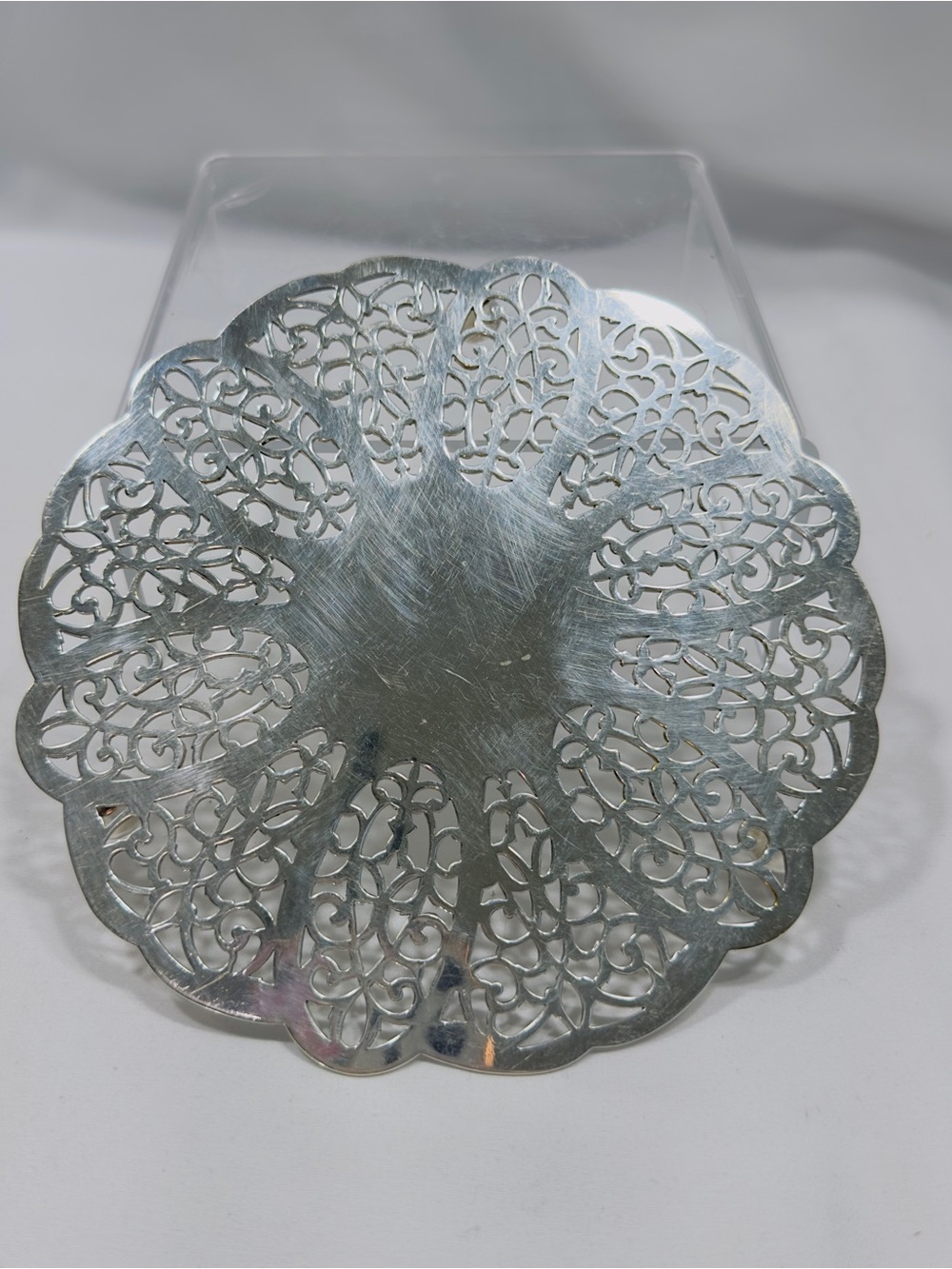 VtintageSilverplated WM Rogers Trivet Round Reticulated Open Work 3 Footed